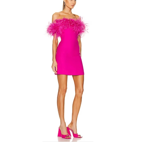 Valentino Women's Crepe Couture Short Dress With Feather Embroidery - Picture 3 of 4